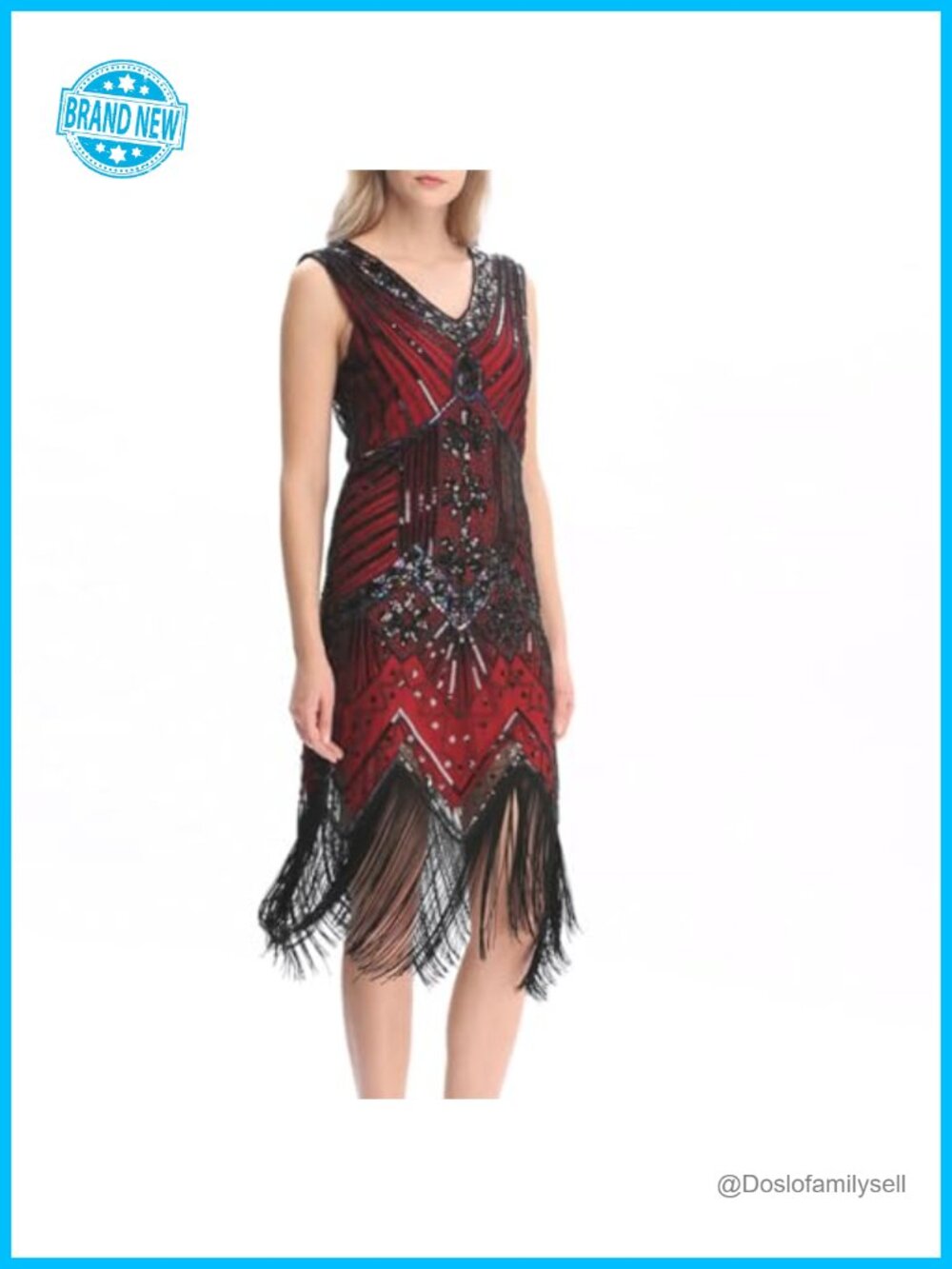 Wuchieal Beaded Fringed Flapper Dress 1920s Great Gatsby Cocktail